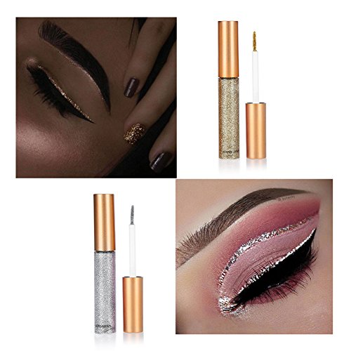 Delineador de ojos con brillo, Delineador de ojos con brillo dorado 10Pz Delineador de ojos con brillo Eyeliner de color plata con efecto duradero Delineador de ojos metálico brillante