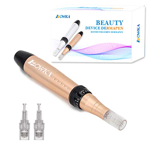 Dermapen Profesional Electrico Derma Pen Roller Facial Cabezales Arrugas Estrías Cicatriz de acne Perdida de cabello para y corporal,12 módulos de aguja estériles, 0.25 mm a 2.0 mm