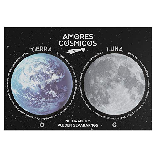 Designer Souvenirs | Set de 2 Sticky Notes Amores Cósmicos | Post-it con Diseños Bonitos de la Tierra y la Luna |  Notas Adhesivas Pequeñas | 50 Hojas para Apuntes, Anotación | Colección Cosmic Lovers