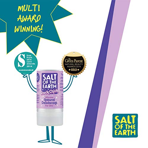 Desodorante natural vegano Rock Chick de Salt of the Earth en cristales sin perfume ni fragancia, protección de larga duración, aprobado por Leaping Bunny, 90 g