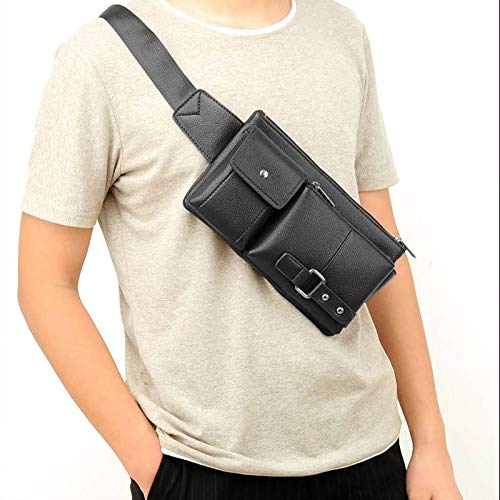 DFV mobile - Bag Fanny Pack Leather Waist Shoulder Bag for Ebook, Tablet and for Argos Bush Eluma B1 - Black