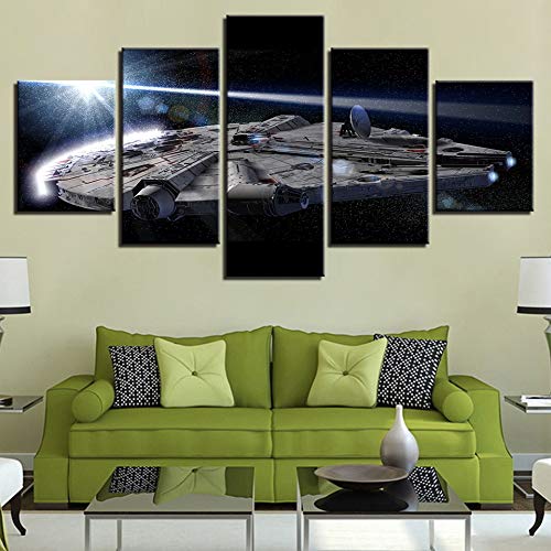 DGGDVP Decoración del hogar Sala de Estar HD Modern 5 Panel Star Wars Impreso Imágenes Pintura Arte de la Pared Cartel Modular tamaño 2 Marco