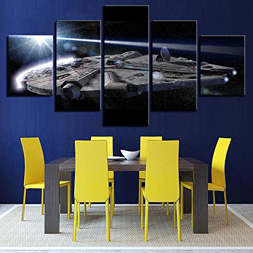 DGGDVP Decoración del hogar Sala de Estar HD Modern 5 Panel Star Wars Impreso Imágenes Pintura Arte de la Pared Cartel Modular tamaño 2 Marco