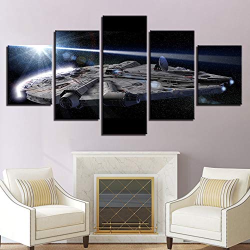 DGGDVP Decoración del hogar Sala de Estar HD Modern 5 Panel Star Wars Impreso Imágenes Pintura Arte de la Pared Cartel Modular tamaño 2 Marco