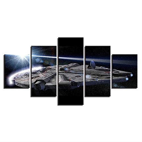 DGGDVP Decoración del hogar Sala de Estar HD Modern 5 Panel Star Wars Impreso Imágenes Pintura Arte de la Pared Cartel Modular tamaño 2 Marco