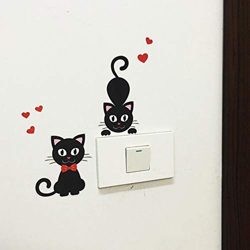 DierCosy Gato de la Historieta Interruptor Patrón Etiqueta 5 x Auto Adhesivo Etiqueta de la Pared Impermeable Vinilos Decorativos