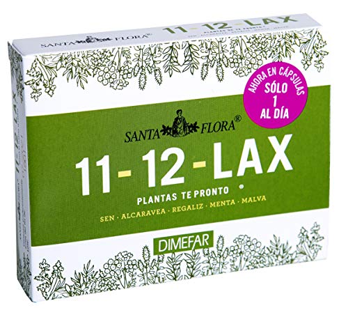 DIMEFAR - Santa Flora 11-12 Lax Bote - Regulador Intestinal - Sen + Alcaravea + Regaliz + Menta + Malva, 30 Cápsulas | Regulador Intestinal