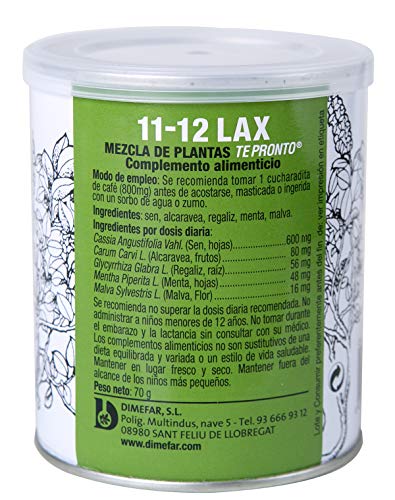 DIMEFAR - Santa Flora 11-12 Lax Bote - Regulador Intestinal - Sen + Alcaravea + Regaliz + Menta + Malva, 70g | Regulador Intestinal