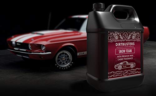 Dirtbusters Champú para coches Snow Snow Foam limpiador con cera de alto brillo y aroma de caramelo de cereza 5L para una limpieza y valetado profesional