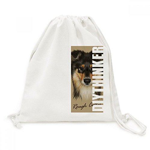 DIYthinker Viaje de Pelo Largo Collie áspero Animal del Animal doméstico de la Lona del morral del Lazo Bolsas de la Compra