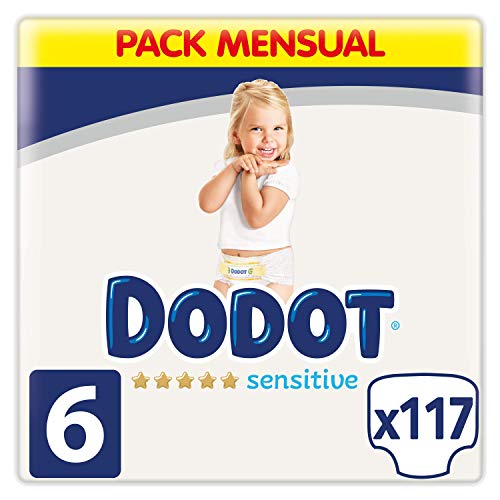 Dodot Sensitive pañales talla 6, 117 pañales, 13 kg+