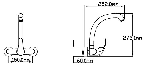 DP Grifería GCP150 Grifo monomando de pared alto Forma 150 Peonia, Plateado