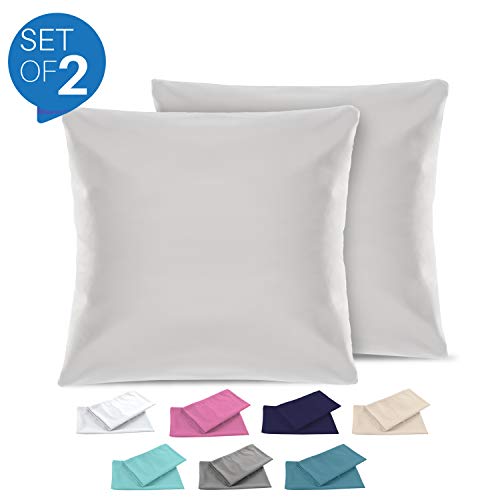 Dreamzie - Set de 2 x Funda de Almohada 60x60 cm, Gris Estaño, Microfibra (100% Poliéster) - Fundas de Almohadas Hipoalergénica - Fundas de Cojines de Calidad con una Suavidad Incomparable