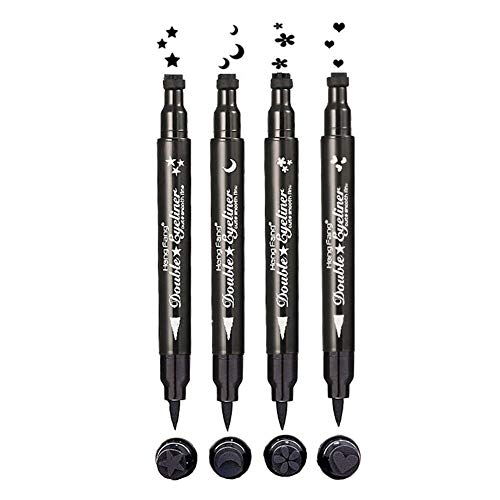 Dsaren Delineador de Ojos Negro Sello Del Tatuaje Lapiz De Ojos Waterproof Pencill Eyeliner Doble Cabeza Líquido en Forma Estrella 4PCS