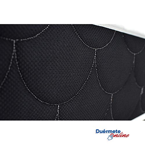 Duérmete Online - Colchón Viscoelástico Pocket Visco Reversible (Cara Invierno-Verano) Firmeza-Dureza Alta, Transpirable, Blanco/Negro, 90x190