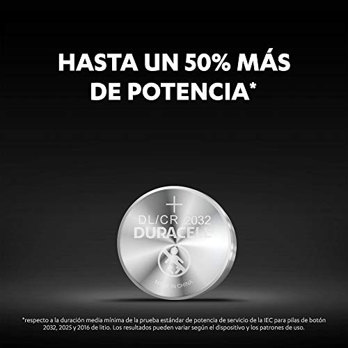 Duracell Pilas de botón de litio 2032 de 3 V, paquete de 4, con Tecnología Baby Secure, para uso en llaves con sensor magnético, básculas, elementos vestibles, dispositivos médicos DL2032/CR2032