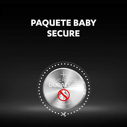 Duracell Pilas de botón de litio 2032 de 3 V, paquete de 4, con Tecnología Baby Secure, para uso en llaves con sensor magnético, básculas, elementos vestibles, dispositivos médicos DL2032/CR2032