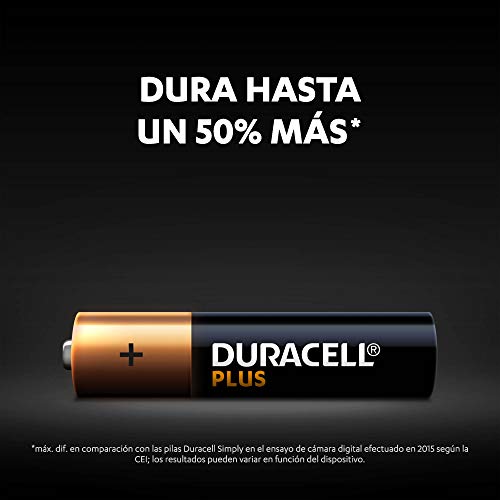 Duracell Plus AAA - Pilas Alcalinas paquete de 4, 1.5 Voltios LR03 MN2400