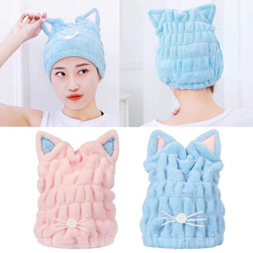 ecmqs gorro de baño – microfibra – Servilletas secador envolvente de toalla de baño Ultra suave absorbente sombrero seco cabello tapón de baño de secado rápido para mujeres/adultos o niñas rosa