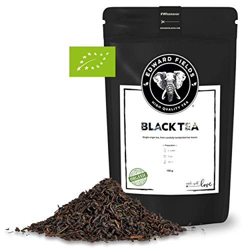 Edward Fields - Té Negro orgánico de alta calidad. Ingredientes y aromas naturales. Cantidad: 100g. Formato: Granel. Origen: China. Detox, antioxidante, adelgazante.