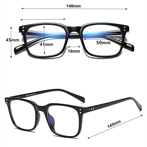 Effnny Bloqueo de luz azul Gafas anti fatiga filtro UV juegos de computadora monturas de gafas de lectura Para hombres mujeres 5025 (Negro)