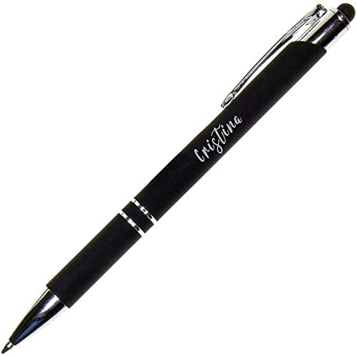 Elegante Bolígrafo para Regalar PERSONALIZADO (Nombre o Texto) • Bolígrafo Negro Metálico y Puntero para Dispositivos Moviles • Este Boli Personalizado Incluye Estuche Individual Exclusivo