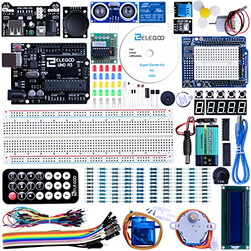 ELEGOO Conjunto Medio de Iniciación Compatible con Arduino IDE con Tutorial en Español y Conjunto de Relé de 5V, Modulo de Fuente de Alimentación, Servomotor, UNO R3 Placa de Desarrollo de Prototipos