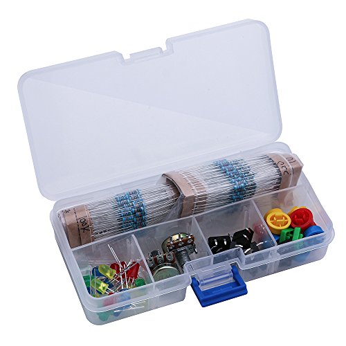 ELEGOO Kit de Componentes Electrónicos con Resistencias, Leds, Conmutadores, Potenciómetros, Hoja de Especificaciones Disponible, Compatible con Arduino IDE, UNO R3, Mega 2560, Raspberry Pi, Nano