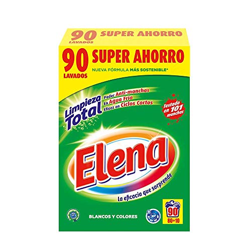 Elena Detergente para lavadora, adecuado para ropa blanca y de color, formato polvo - 90 dosis