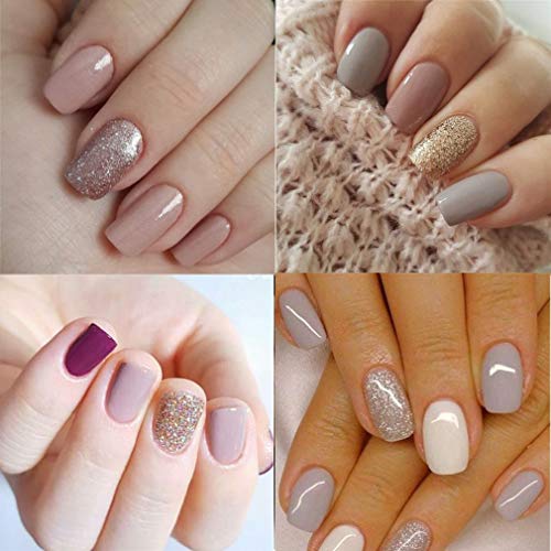 Elite99 Esmaltes Semipermanentes de Uñas en Gel UV LED, 6pcs Kit de Esmaltes de Uñas de Color Nude y Brillo Glitter 10ml 002