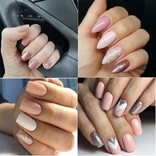 Elite99 Esmaltes Semipermanentes de Uñas en Gel UV LED, 6pcs Kit de Esmaltes de Uñas de Color Nude y Brillo Glitter 10ml 002