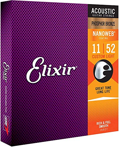 Elixir 16027 - Juego de cuerdas para guitarra acústica de fósforo/bronce, 0.011-0.052