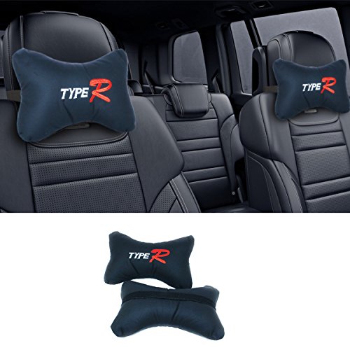 Em Home Kit de 2 Almohadas para Reposacabezas Asiento del Coche 24x17x8cm Negro (6019117)