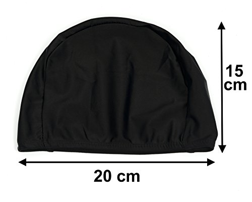 Emerpack 2X Gorro de Baño de Tela para Piscina o SPA/Gorro de Natacion Comodo y Ligero de Tejido Poliester para Adulto Hombre o Mujer Unisex/Talla Unica Punto Negro Liso