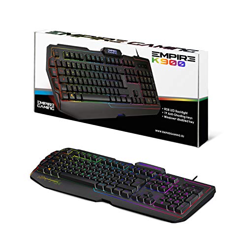 EMPIRE GAMING – Teclado Gaming K900 QWERTY- 105 Teclas Semi-mecánicas- Retroiluminación LED RGB, 9 Modos: 8 predefinidos y 1 Personalizable - 19 Teclas Anti-ghosting - Teclados Gaming de Juegos