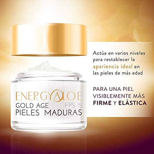 Energyaloe Gold Age Pieles Maduras FPS15 | Tratamiento Antiage Reestructurante y Voluminizador | para una Piel más Firme y Tersa | Protección Solar FPS 15 | 60 ml