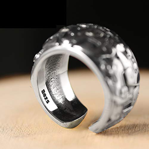 Epinki Plata de Ley 925 Chino Mítico Glotón Anillo para Hombre Chico Punk Biker Anillo Anillo Tamaño Adjustable