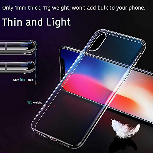 ESR Funda iPhone XS/X, Funda Transparente TPU Gel [Ultra Fina][Protección a Bordes y Cámara] para Apple iPhone X/XS de 5.8"-Transparente