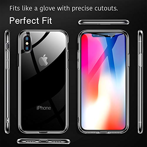 ESR Funda iPhone XS/X, Funda Transparente TPU Gel [Ultra Fina][Protección a Bordes y Cámara] para Apple iPhone X/XS de 5.8"-Transparente