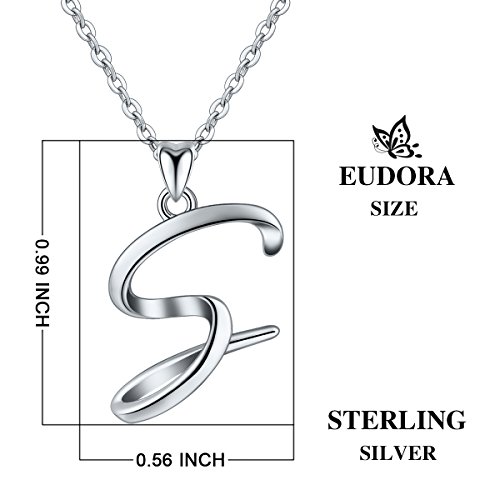 Eudora Colgantes Iniciales Letras Collares Mujer Plata de Ley 925, Bisuteria Mujer Iniciales Regalos Originales para Mujer Hermana Madres, 45,7cm