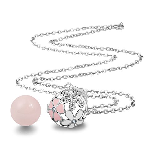 EUDORA Harmony Ball Bisutería Mujer Llamador de Angeles, Flor Cúbico Cadena Colgantes Joyería para Mujer Niña de Circonia Regalos Originales Carillón Música Cadena con Collar, 76,2cm