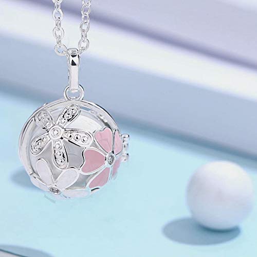 EUDORA Harmony Ball Bisutería Mujer Llamador de Angeles, Flor Cúbico Cadena Colgantes Joyería para Mujer Niña de Circonia Regalos Originales Carillón Música Cadena con Collar, 76,2cm