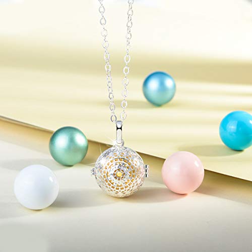 EUDORA Harmony Ball Collares de Mujer Llamador de Angeles Embarazada Collar de Loto, Colgantes Mujer Bisutería Mujer Regalos Originales para Mujer Hermana Abuela