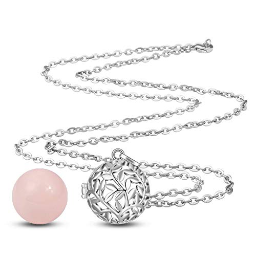 EUDORA Harmony Ball Llamador de Ángeles Embarazada Collares Mujer, Arbol de la Vida Colgantes Bisuteria Mujer Regalos Romanticos para Mujer Madre Hermana, 76,2cm