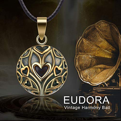 EUDORA Harmony Ball Vintage Bisuteria Collares de Mujer, Llamador de Angeles Embarazada, Colgantes de Mujer Primer Embarazo Mamá Regalos Originales para Mujer Hermana, 114,3cm