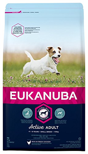 EUKANUBA Raza Pequeña Adulto Activo rico en pollo fresco [3 kg]