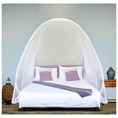 EVEN NATURALS - Tienda de campaña para mosquitos, tamaño grande: para cama de matrimonio a tamaño king, agujeros finos, toldo, mosquitera, diseño plegable con parte inferior