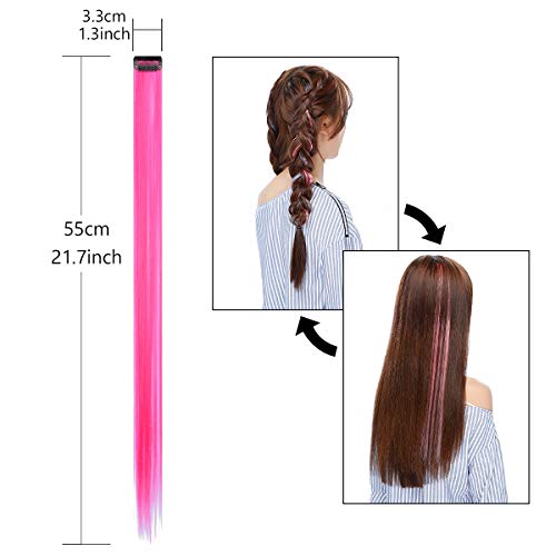 Extensiones de Cabello Colorido, 30 Piezas Extensiones de Pelo Natural 15 colors Hair Extensions con Clip para Fiestas Party