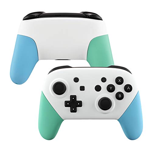 eXtremeRate Carcasa Agarre para Nintendo Switch Pro Funda Delantera Trasera Blanca Asa Shell Menta Verde Cielo Azul Tacto Suave Grip de reemplazo para Control Nintendo Switch Pro-No Incluye Mando