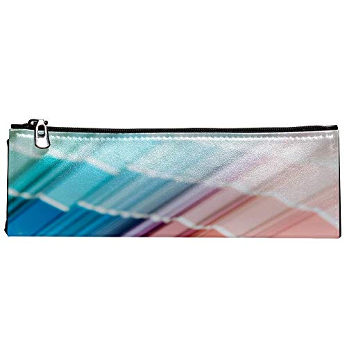 EZIOLY Catálogo de colores de muestra. Estuche de piel con cremallera para lápices, estuche de papelería, bolsa de maquillaje, bolsa de cosméticos, triangular para la escuela, el trabajo y viajes